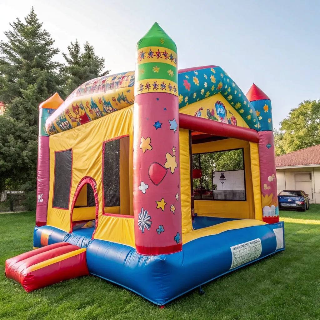 Colorful bounce house for children's parties